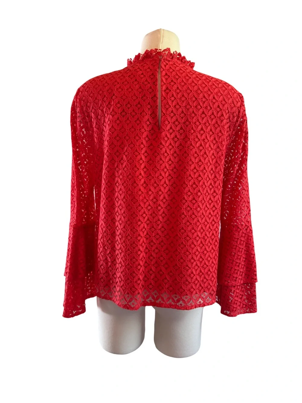 Michael Kors Corral  Lace‎ Mock-Ruffle Neck Blouse